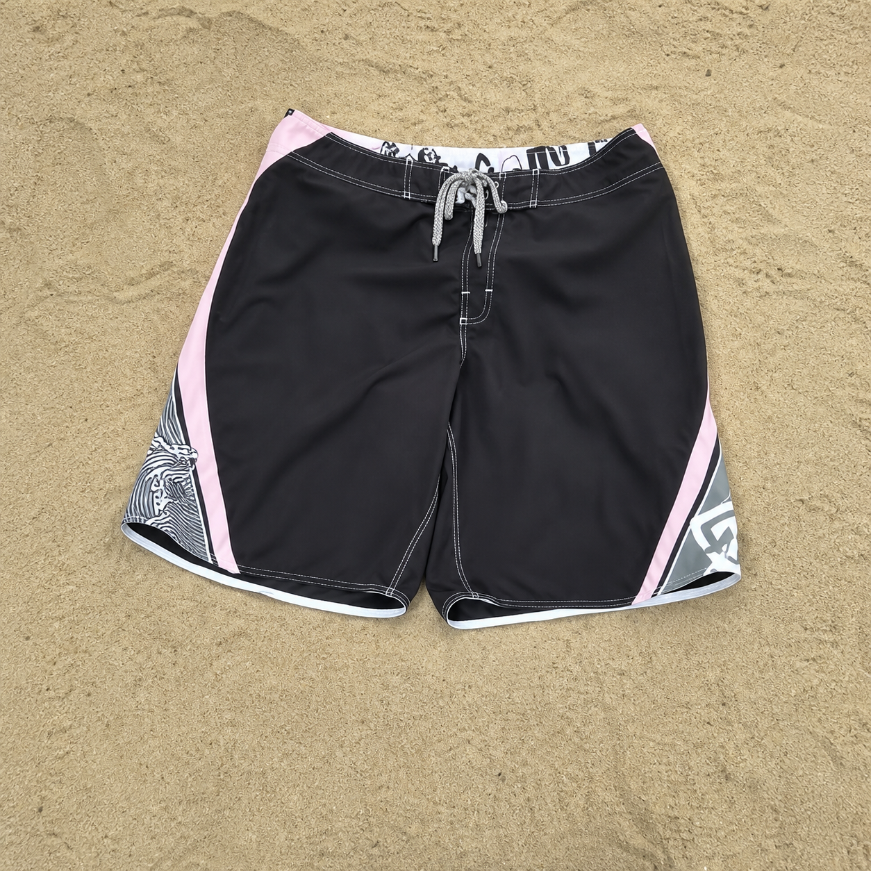 Black Pink Trim Andy Irons-era boardshort reference in black / pink / white