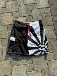 Monochrome Sun Andy Irons-era boardshort reference in black / white / grey