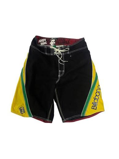 Brazil Panel Andy Irons-era boardshort reference in black / yellow / green